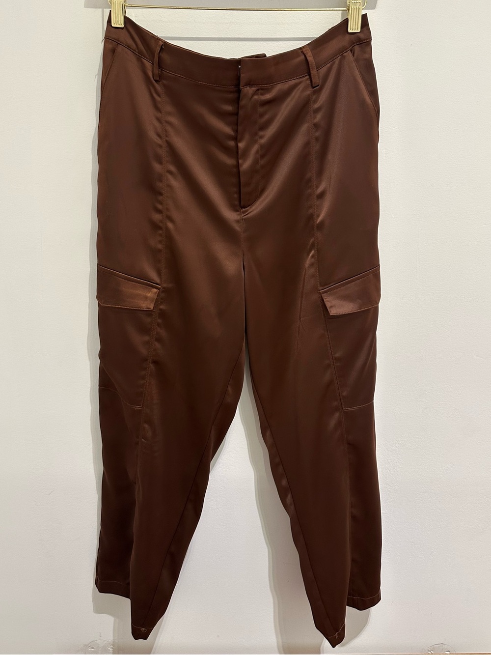 House of Harlow 1960 Brown Satin Cargo Pants